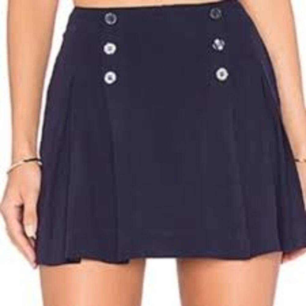 FREE PEOPLE Lovers Lane Mini Skirt Navy Blue DARK ACADEMIA PREPPY CLUELESS 0 XS